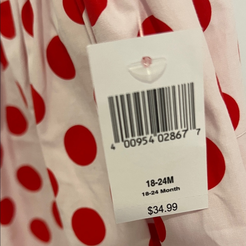 Disney Light Pink/ Red Minnie Mouse Toddler Dress with Bloomers Size 18-24 Month - Picture 3 of 6